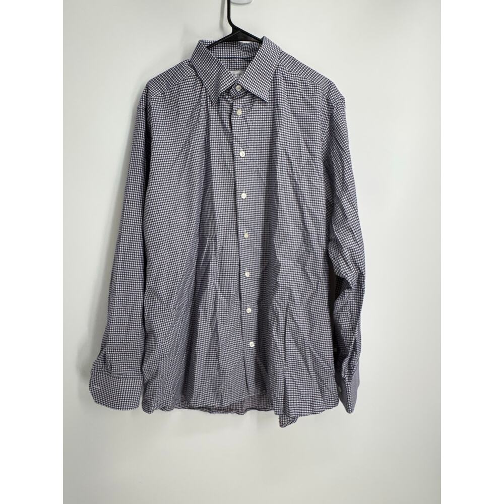 ETON‎ Men's XXL 46/18 Black Gingham Check Color Dot Cotton Luxury Dress Shirt